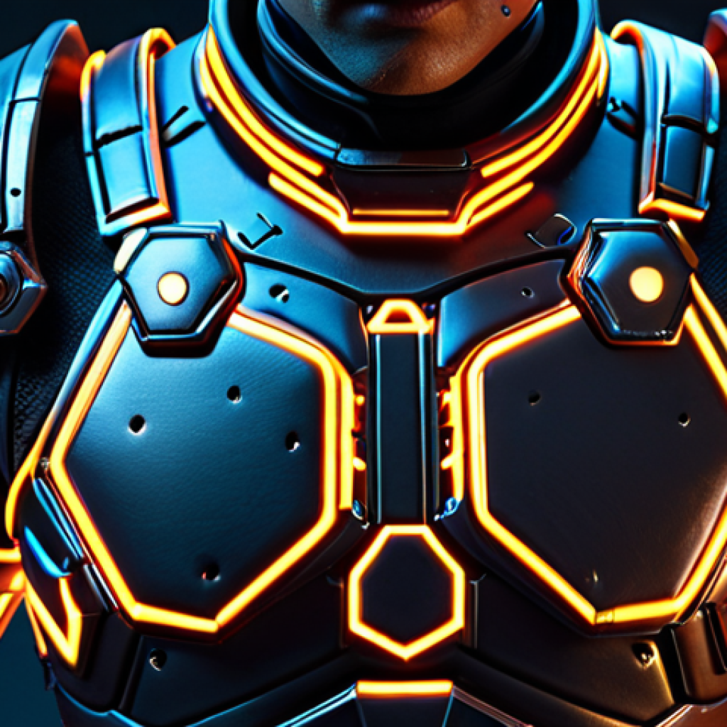 **Prompt:**  A meticulously detailed close-up of a "Puzzle of Z" character's armor, showcasing intricate textures (leather, metal) and reflecting a cyberpunk aesthetic with glowing neon accents. Focus on the craftsmanship and design elements, emphasizing high-quality polygon models.