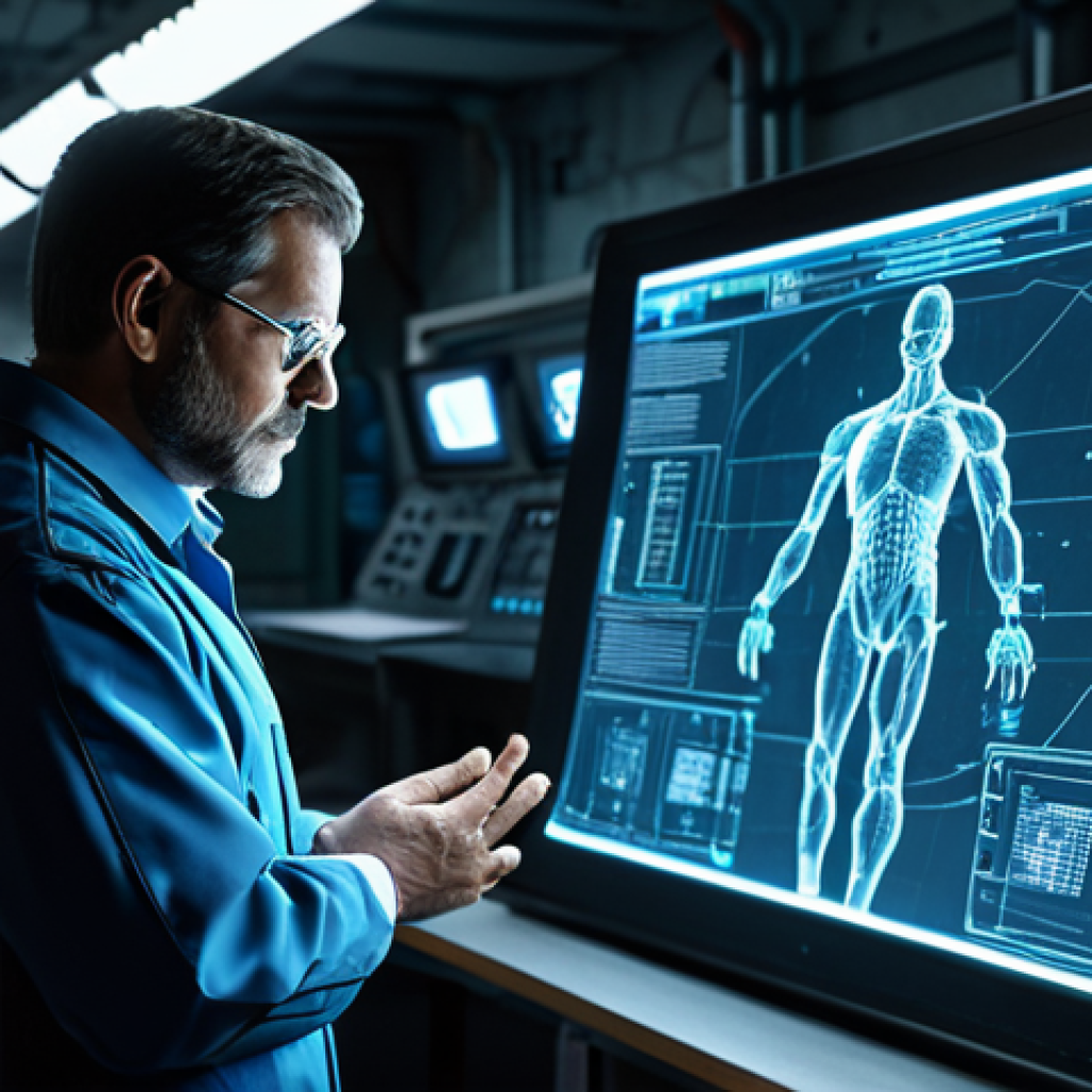 A professional leader, fully clothed in a modest, functional research uniform, standing confidently in a clean, high-tech research lab within a fortified post-apocalyptic settlement. The leader is reviewing holographic schematics on a large, illuminated screen, demonstrating deep focus and strategic intelligence. The lab features advanced scientific equipment and organized workspaces. Perfect anatomy, correct proportions, natural pose, well-formed hands, proper finger count, natural body proportions. Safe for work, appropriate content, fully clothed, professional photography, high quality, family-friendly.