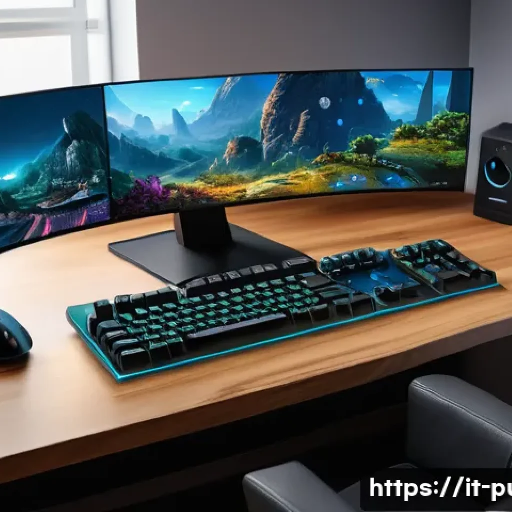 퍼즐오브Z 일일 퀘스트 최적화 - A detailed digital illustration of a focused gamer’s desk setup optimized for efficient gameplay of ...