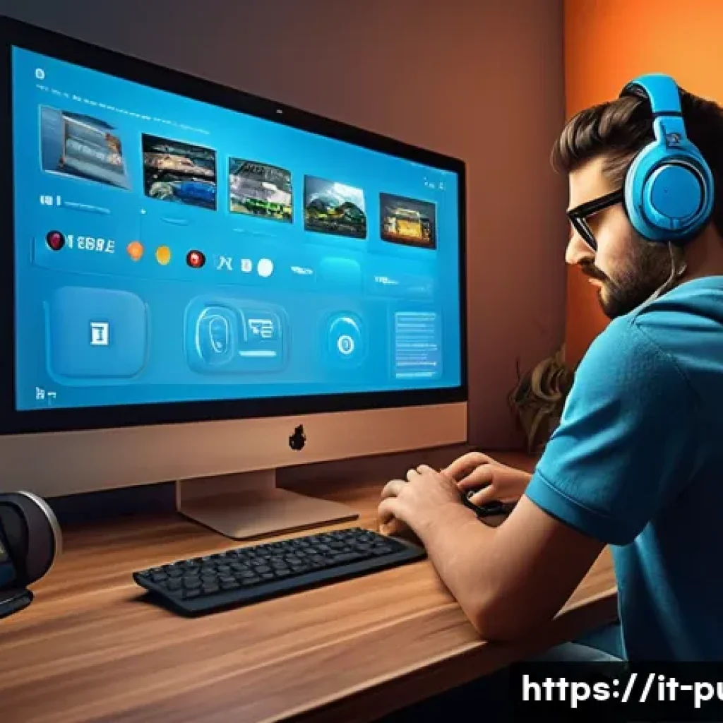 퍼즐오브Z 계정 복구 방법 - A detailed illustration of a young adult Italian gamer sitting at a modern desk in a cozy, stylish r...